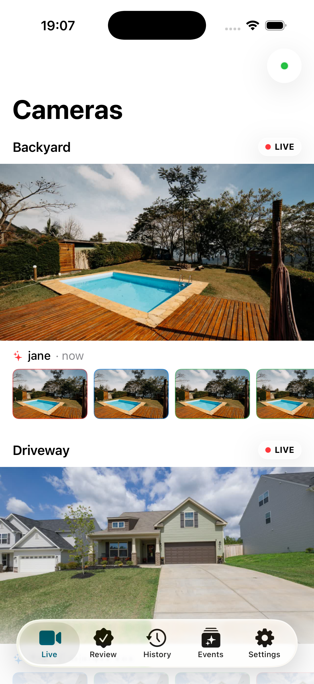Volaire live camera grid on iPhone